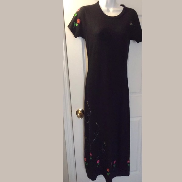 🐝 Lite MICHAEL SIMON Black Beaded Maxi Dress - Picture 8 of 8